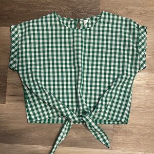 Green Checkered Women's Top- Medium